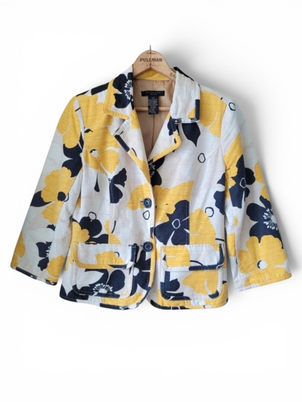 Vintage 100% Silk Boxy Floral Blazer Bold Yellow and Black SP